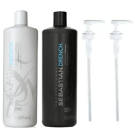 Sebastian Drench Moisturizing Shampoo and Conditioner Liter Duo, 33.8 Oz 2 Pumps