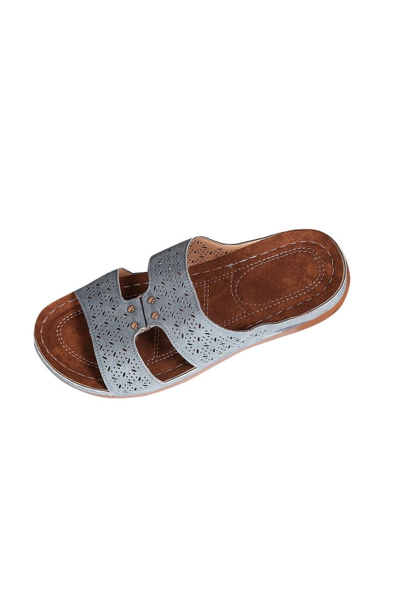 Women's Sandals With Arch Support Wide Slides Slip On Flat Soft Cushion Slippers With Straps Women's Fashion Casual Summer Solid Color I-Shaped Thick-Soled Beach Fish Mouth Thick-Soled Slippers