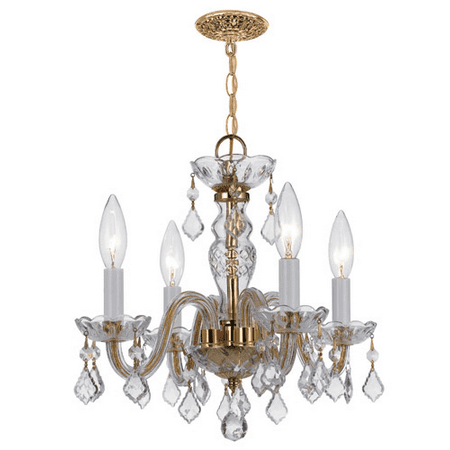

Mini Chandeliers 4 Light With Polished Brass Clear Spectra Brass Candelabra 15 inch 240 Watts - World of Lighting