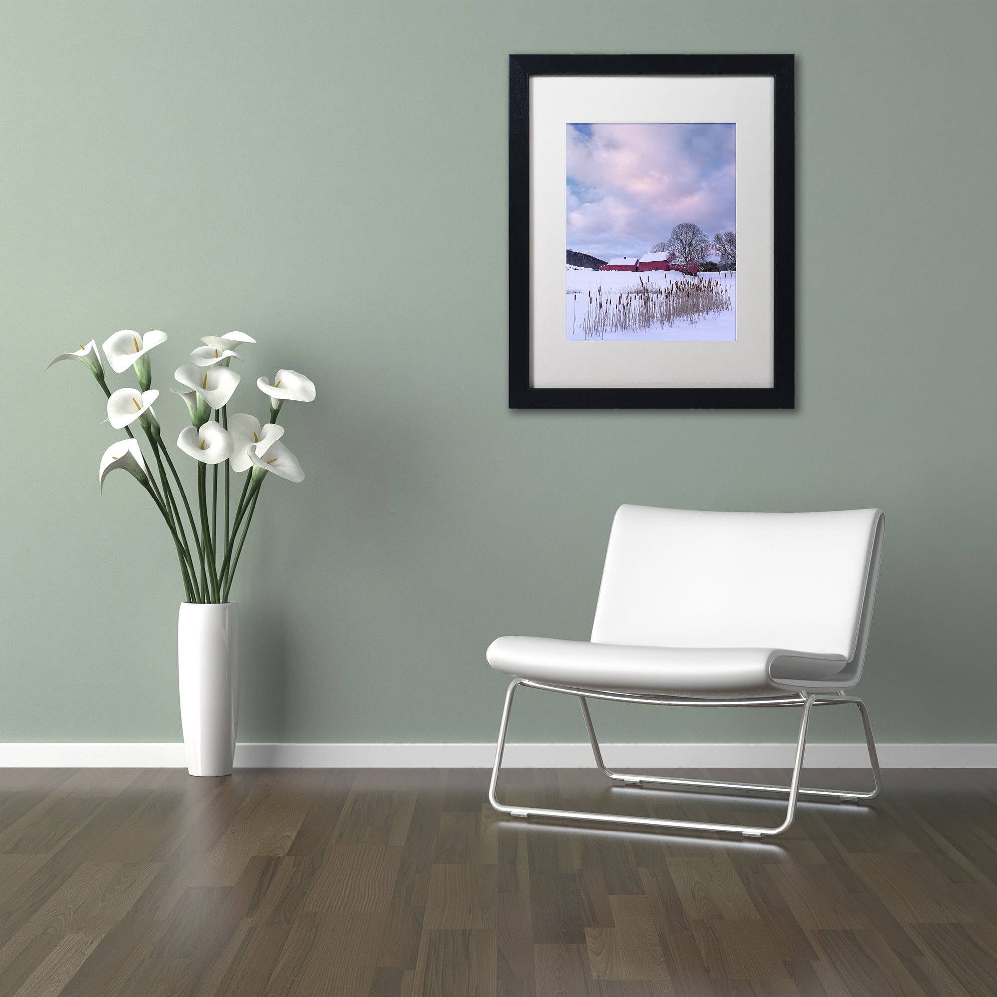 Trademark Fine Art "Cat O'Nine In Snow" Canvas Art by Michael Blanchette Photography White Matte, Black Frame