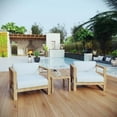 thumbnail image 2 of Modway Upland 3 Piece Outdoor Patio Furniture Teak Set in Natural White, 2 of 8