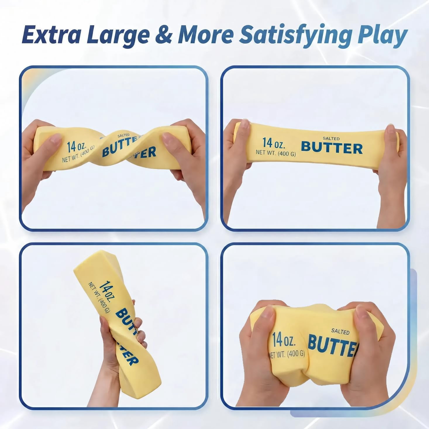 Big Butter Squishy, Giant Squishies Butter 14OZ, Jumbo Slow Rising Squeeze, Large Soft PU Foam Fidget for Anxiety & Sensory Stress Relief 9.8 Inch (Big-Yllow Butter 1 Pack)