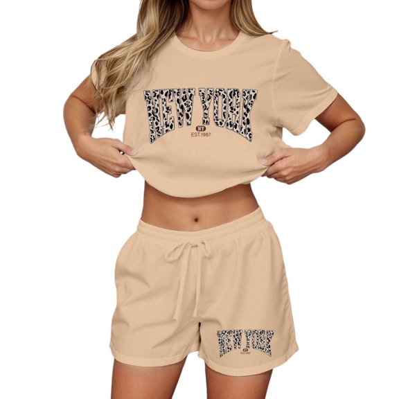 MuXiKeJi Clothes Two Piece Summer Outfits 2 Piece Sets Cruise Lounge Set Sleeveless Tank & Shorts Pajama Set with Pockets