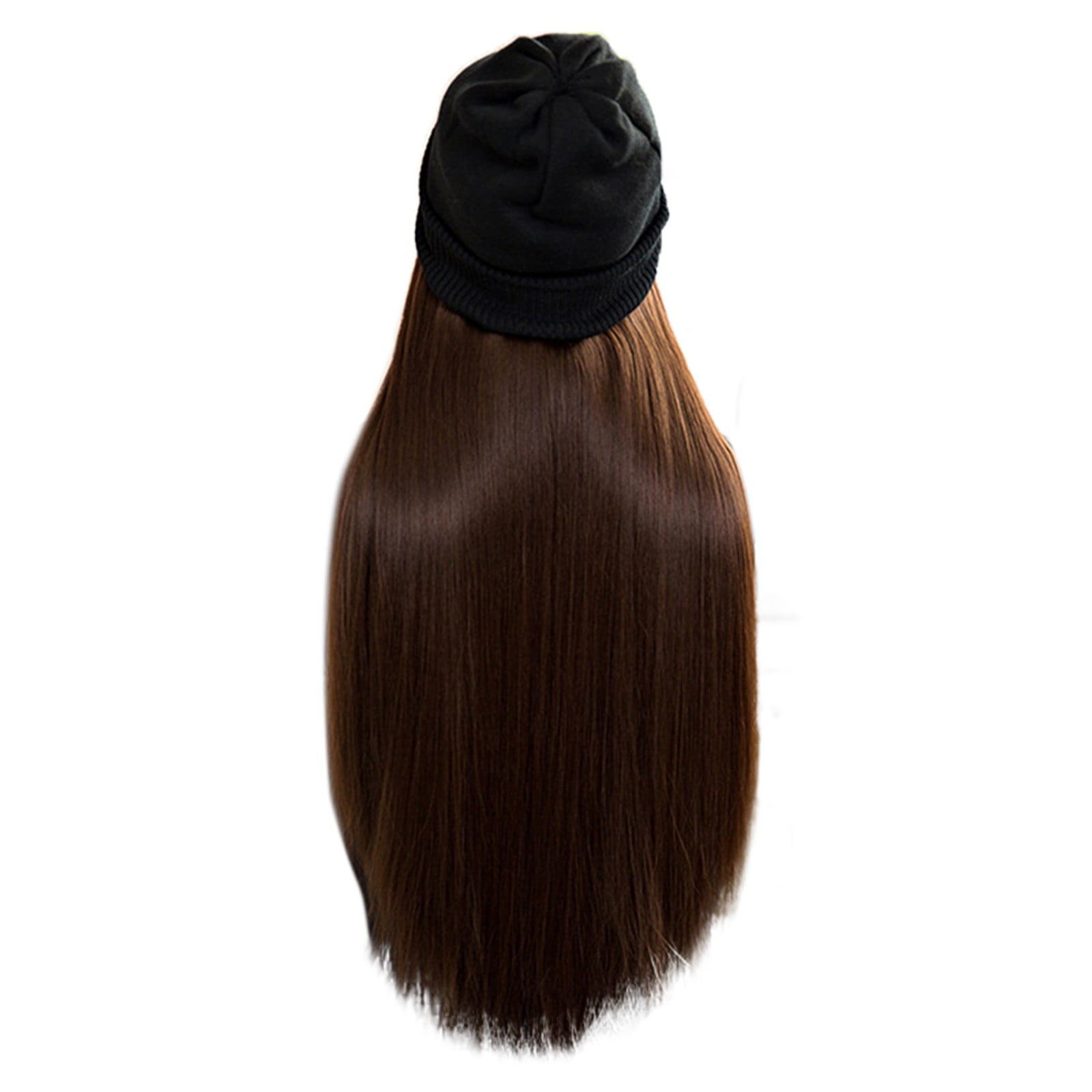 Aomili Long Wave Wig Cap Girl Daily Casual Hat with Wig Creative Baseball Hat with Hair Wig Attached