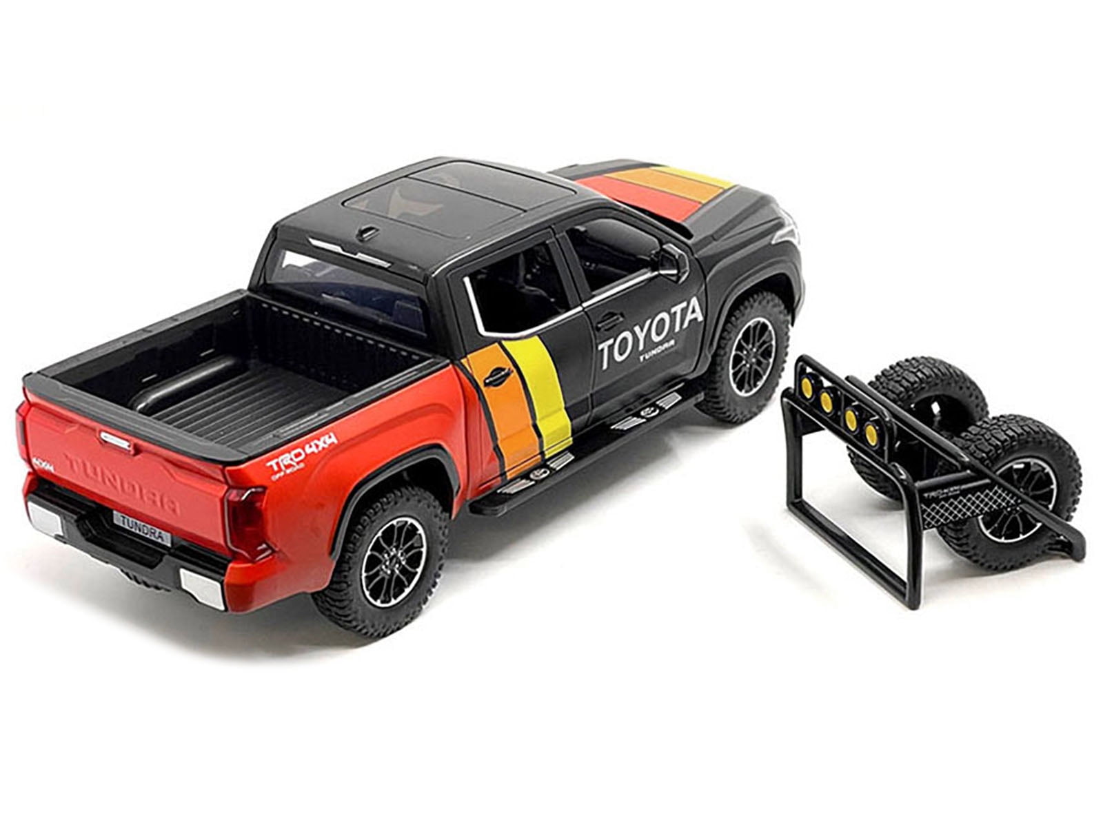 2023 Toyota Tundra TRD 4x4 Truck Black & Red with Stripes with Sunroof and Wheel Rack Ltd Ed to 2400 pcs 1/24 Diecast Model Car