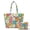 Vibrant Hippie Flower, variant on Xixirimido Blue Bow Floral Patchwork Quilted Tote Bag with Matching Cosmetic Pouch Set, Lightweight Shoulder Bag Work Travel Shopping Handbag for Women