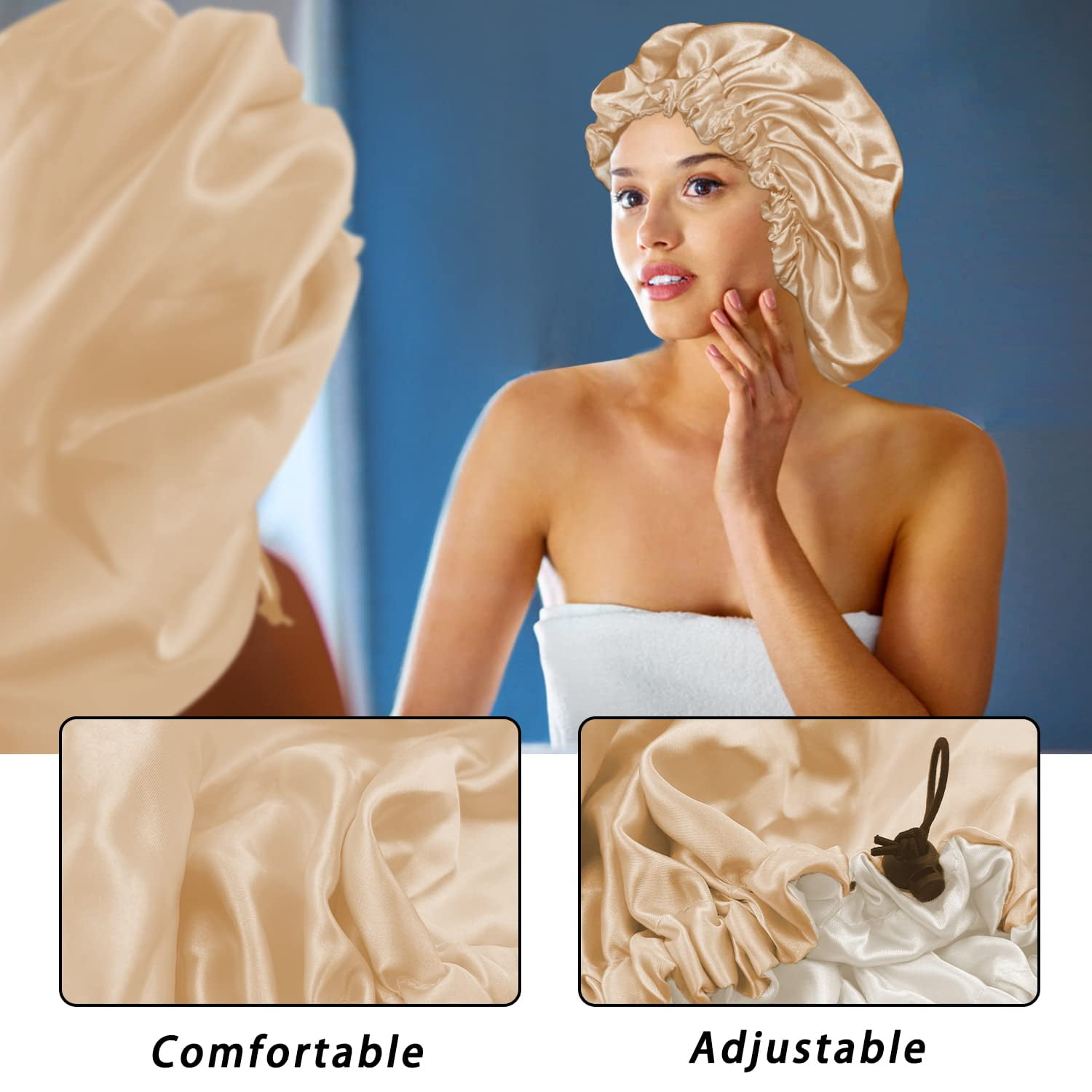 Edoneery Head002 Bonnet Soie Bonnet Cheveux Pour Dormir Edoneery