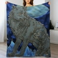 thumbnail image 3 of JEUXUS Wolf Throw Blanket in The Dark Blanket Soft Flannel Blankets Wolf Lovers Birthday Gifts Funny Wolf Gifts Animal Throw Blankets for Adults Kids, 3 of 6