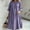 Purple, variant on ZZwxWA Womens Linen Dress Long Sleeve Tiered Flowy Maxi Dresses Shirt Dress Casual Button up Maxi Dress Shift Beach Sundress