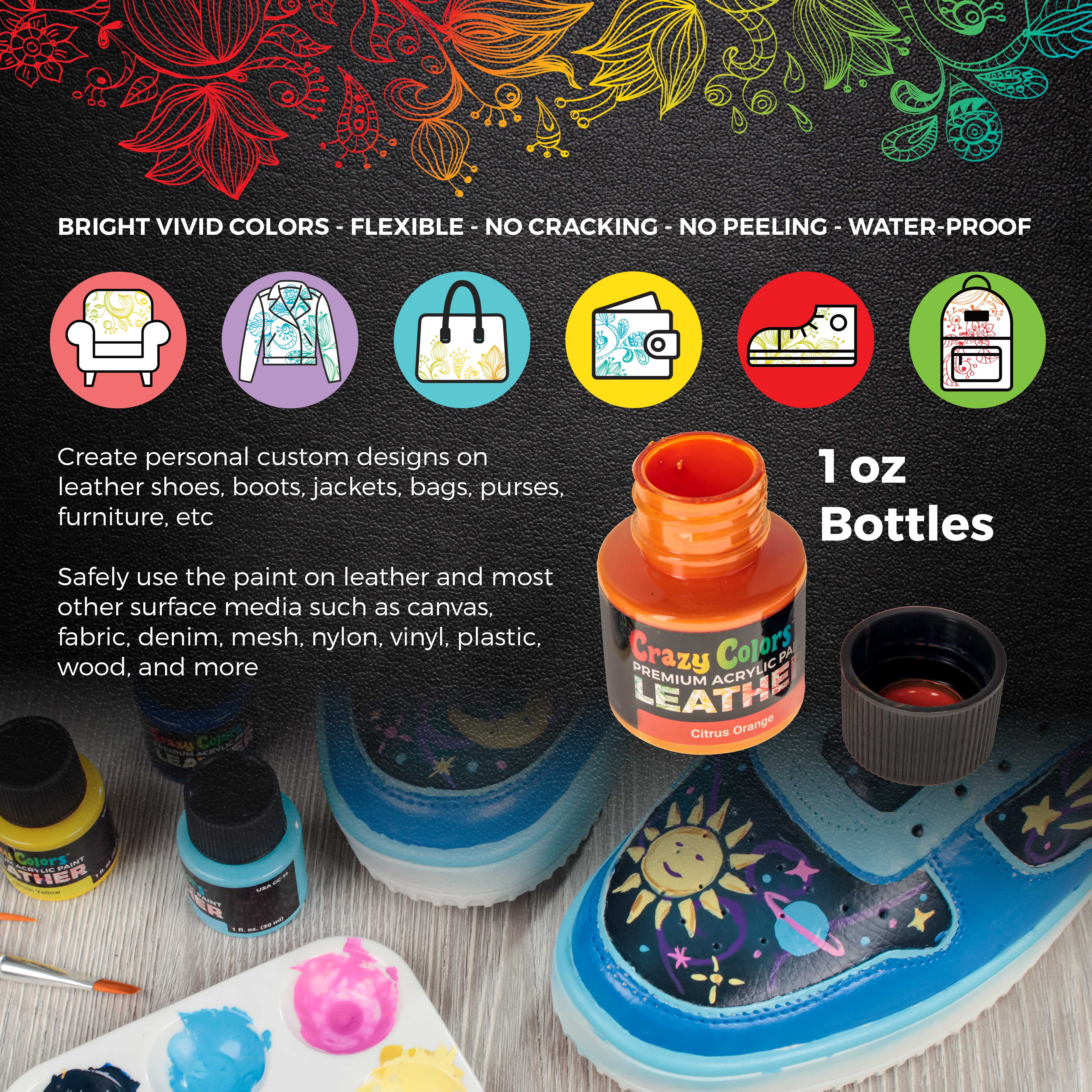 Crazy Colors Premium Acrylic Leather and Shoe Painting Kit, 13