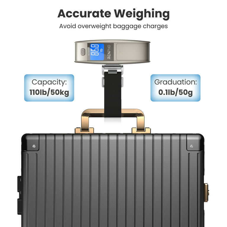 RENPHO Luggage Scale, Suitcase Scale for Travel, Baggage Weight Scale with  Backlit, Portable Handheld Scale with Tare Function, Overweight Reminder