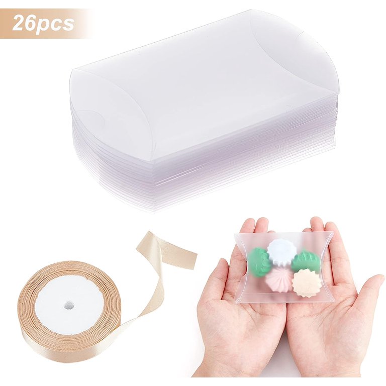 Letsstopby Clear Pillow Gift Boxes – 3.5x2.5" – Bulk Qty 36/72/120/240 – Wedding Party Supplies