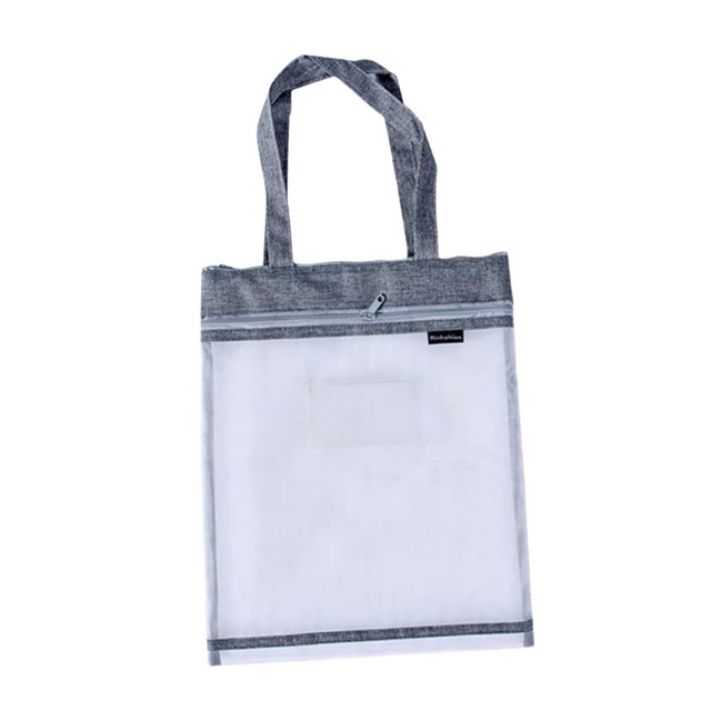 Bolsa de malla portátil con cremallera para libros de estudiantes, para organizar archivos A4, tareas Gris