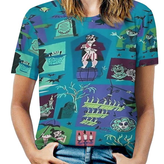 Haunted Mansion Lotus Leaf Neck T-Shirt Long Sleeve Women'S T Shirt Elegant Fashion Tops & Tees