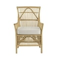 thumbnail image 2 of 23 Inch Rattan Dining Armchair, White Fabric Padded Seat, Natural Brown- Saltoro Sherpi, 2 of 5