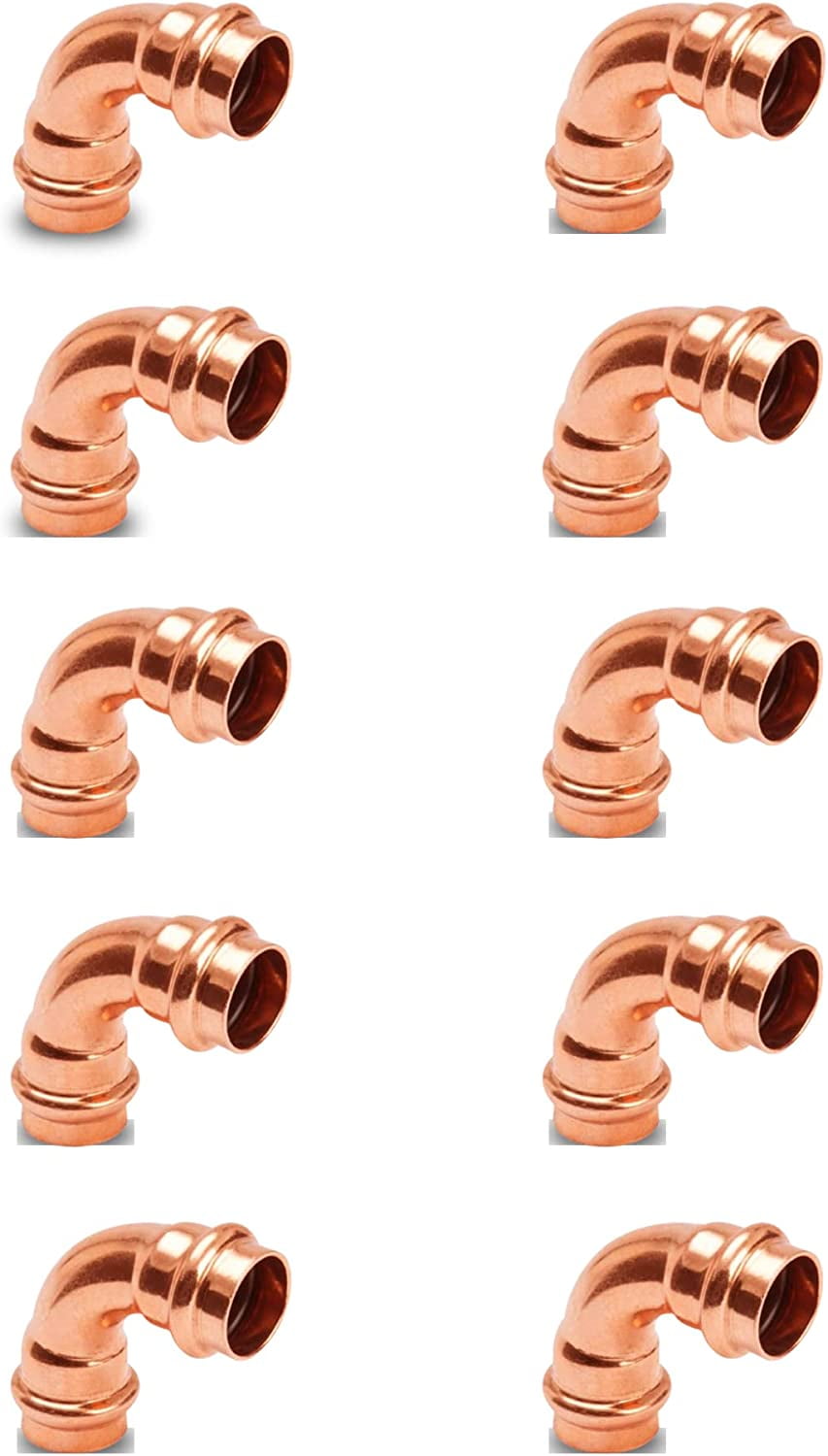ProPress Plumbing Copper Fitting LeadFree 90Degree PEX Elbow Copper Pipe Fitting 1/2" Push
