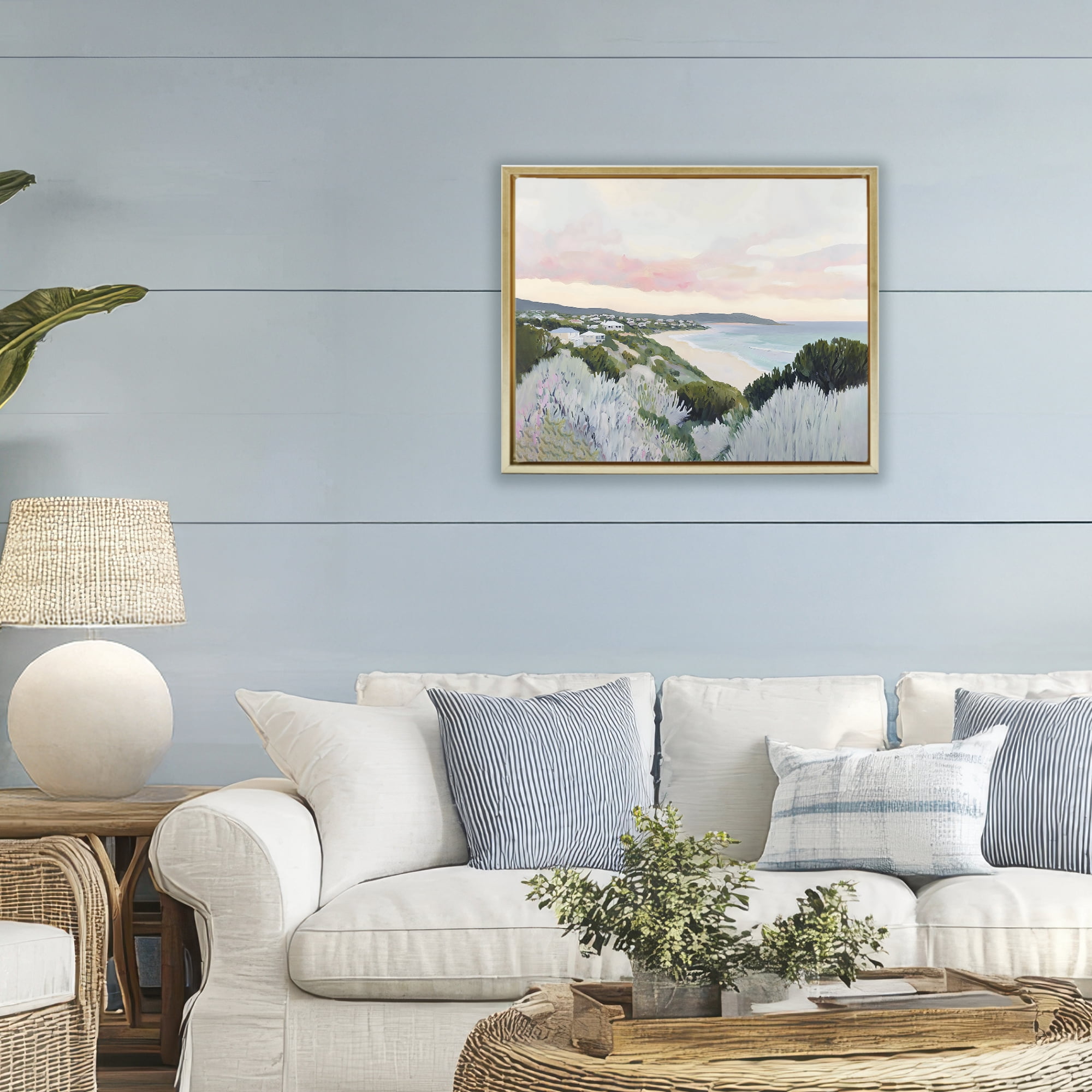 Stupell Industries Cape Cod Evening Light Gold Framed Floater Canvas Wall Art, design by The Prints Vibe