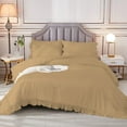 thumbnail image 5 of 1 Piece Luxury Vintage Ruffle Pattern Comforter By D.N.G. BEDDINGS Premium Super Soft, All Season, 800 Thread Count 100% Egyptian Cotton Super King Size Taupe Color, 5 of 8