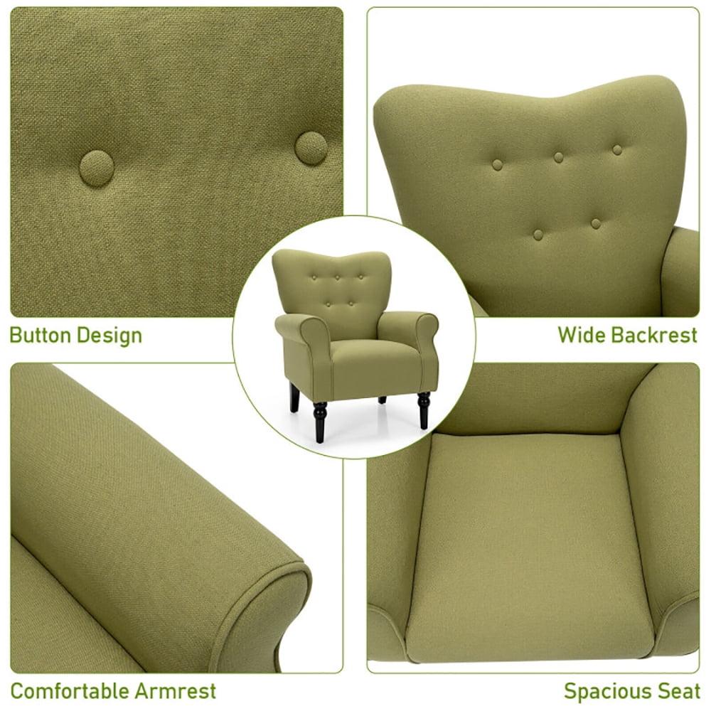 Finihen Accent Armchair, Modern Accent Chair with Tufted Backrest and Rubber Wood Avocado Legs, for Living Room, Bedroom, Green Finihen Accent Armchair, Modern Accent Chair with Tufted Backrest and Rubber Wood Avocado Legs, for Living Room, Bedroom, Green