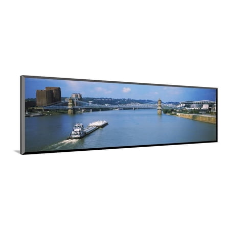 Suspension Bridge Across The Ohio River Cincinnati Ohio Usa Wood Mounted Print Wall Art Walmart Com