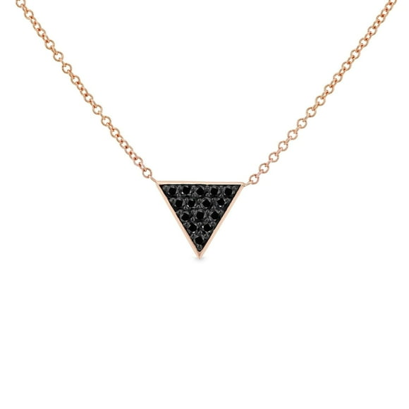 Kobelli Triangle Black Diamond Necklace 14k Rose Gold