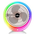 thumbnail image 1 of USB Charging Colorful LED Desk Fan with Gradient Ambient Light 3-Speed Wind Power 1200mAh Battery Wide-Angle Air Supply Single Click Wind Adjustment Long Press to Turn on Colorful Light, 1 of 5