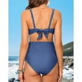 thumbnail image 4 of Alove V Neck Maternity Swimsuit Solid Color Women Two Piece High Waist Bikini Scallop Trim Bathing Suit Pregnancy Swimwear Spaghetti Strap Swimwears, 4 of 8