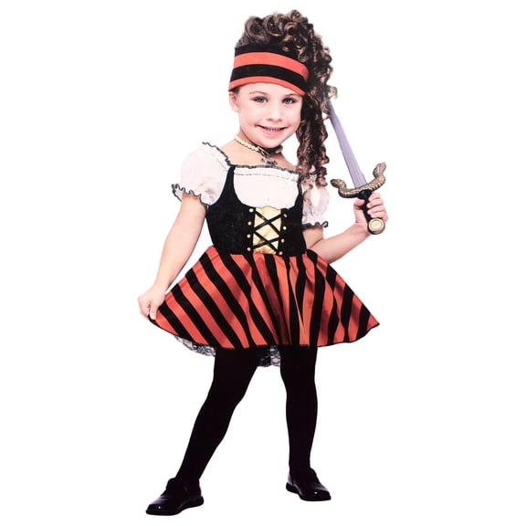 Inspirations Toddler Girls Red Striped Pirate Dress Halloween Costume 3T- 4T