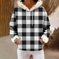 thumbnail image 5 of successthop Hoodie for Women Pullover with Pockets Long Sleeve Drawstring Top Plus Size Fleece Neck Checkered Streetwear, 5 of 6
