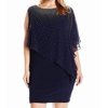 Womens Plus Embellished Chiffon Shift Dress 14W