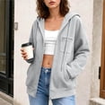 thumbnail image 3 of RotHome Women's Zip Up Hoodie Fall Oversized Sweatshirt Long Sleeve Open Front Jacket with Zipper Pocket Casual Daily Wear Autumn Coat Light Ashy S, 3 of 10