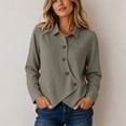 thumbnail image 6 of Tqcoqu Women's Waffle Knit Button Down Shirt,Point Collar Long Sleeve Asymmetric Irregular Hem Loose Casual Blouse Tops,2026 Fall Winter Trendy Clothes,Khaki Women's S-XXL, 6 of 8