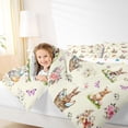 thumbnail image 3 of Erosebridal Farm Animal Rabbit 7-Piece Bedding Comforter Set,Rustic Blossom Flowers Kawaii Butterflies King Bedding Sets For Kids Girls Reversible, 3 of 7