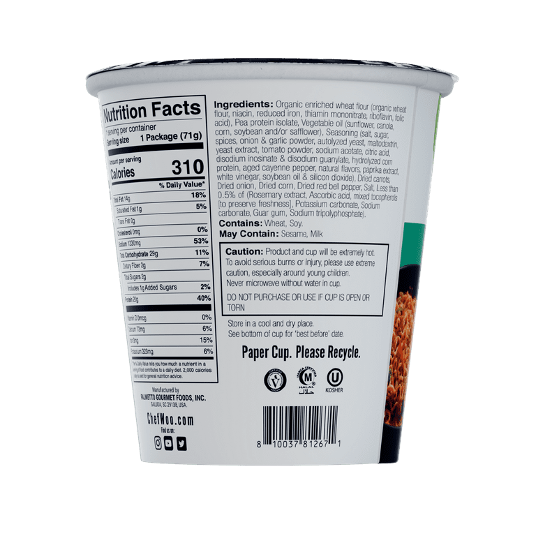 CHEF WOO Baja Chili Ramen, High Protein Noodles, 20g of Animal