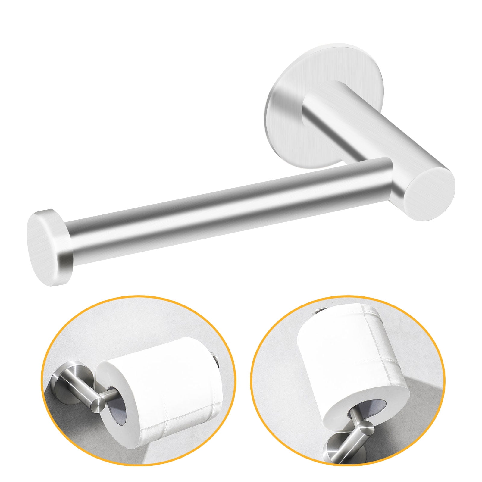 Polished Stainless Steel Toilet Roll Holder Self Adhesive Stick on Chrome Finish 
