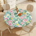 thumbnail image 3 of Floral Colorful Flower Round Fitted Tablecloth with Elastic Edge Outdoor Tablecloth Washable Round Table Cover Reusable Tablecloths for Kitchen Picnic Party Fits 40-54" Diameternd Tables, 3 of 5