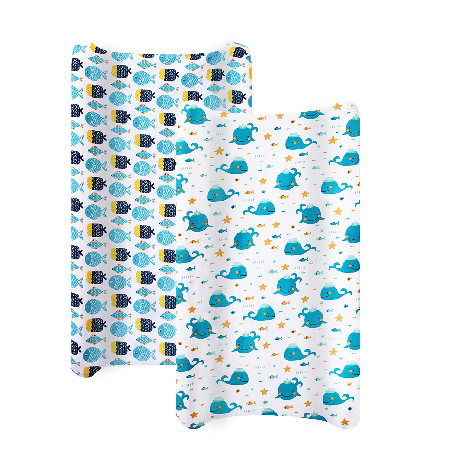 100% Cotton Jersey Knit Soft Changing Pad Cover Biloban Changing Pad Cover Diaper Changing Pad Cover for Baby Change Table Pads 2 Pack Cute Print for Boys Girls 