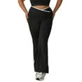thumbnail image 2 of PiGOGI Women's Tight Yoga Pants with Crossed High Waist Wide Leg Flared Exercise Fitness Leggings Black XL, 2 of 6