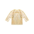 thumbnail image 4 of Yartina Kids Girls Shiny Metallic Jazz Hip Hop Dance T-Shirt Long Sleeve Loose Tops for Stage Club Gold 180, 4 of 7