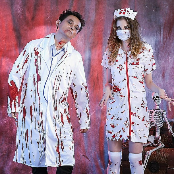 Halloween Horror Gory Doctor Enfermera Disfraz Zombie Adulto Hombre y Mujer Doctor Disfraz Pareja Bodega Aurrera en linea