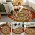 thumbnail image 6 of Orange Boho Round Area Rug 3 FT, Small Kitchen Bathroom Mat, Country Vintage Ethnic Abstract Geometric Washable Indoor Outdoor Throw Runner Carpet Doormat for Table Shower Sofa Entryway, 6 of 9