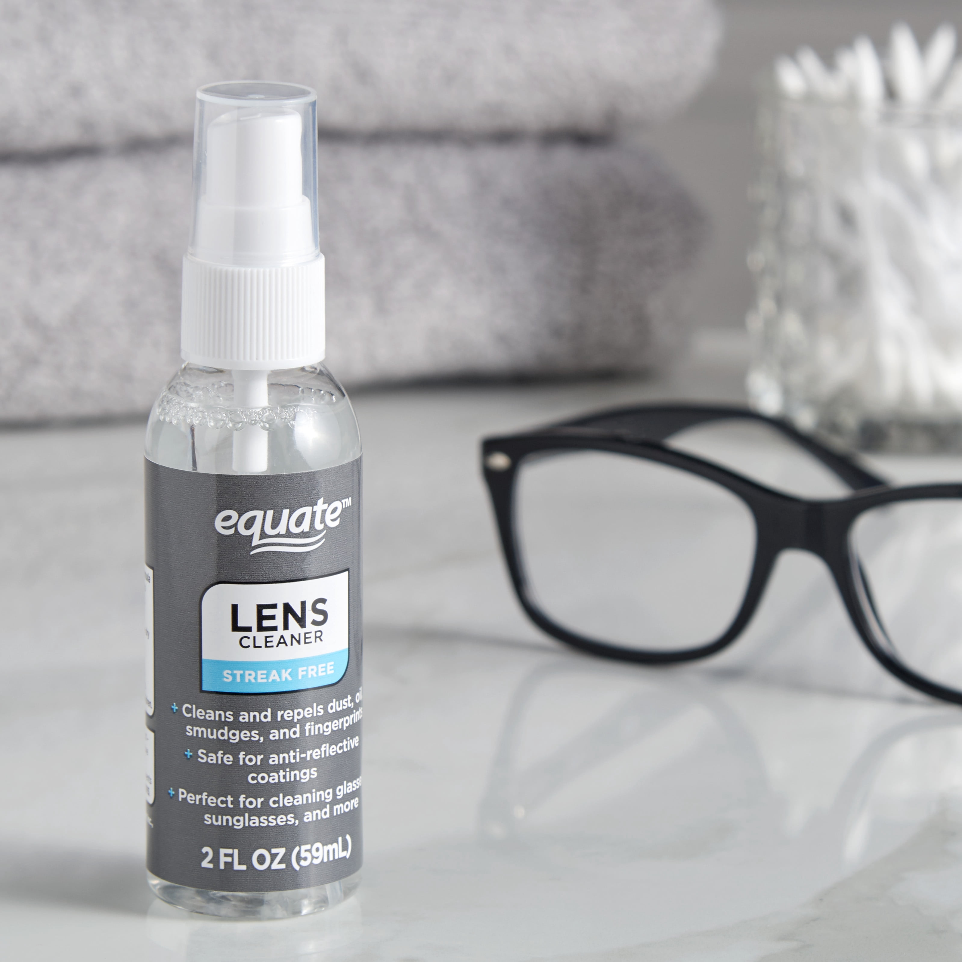 Equate Streak-Free Lens Cleaner, 2 oz Spray Bottle, 1 Count