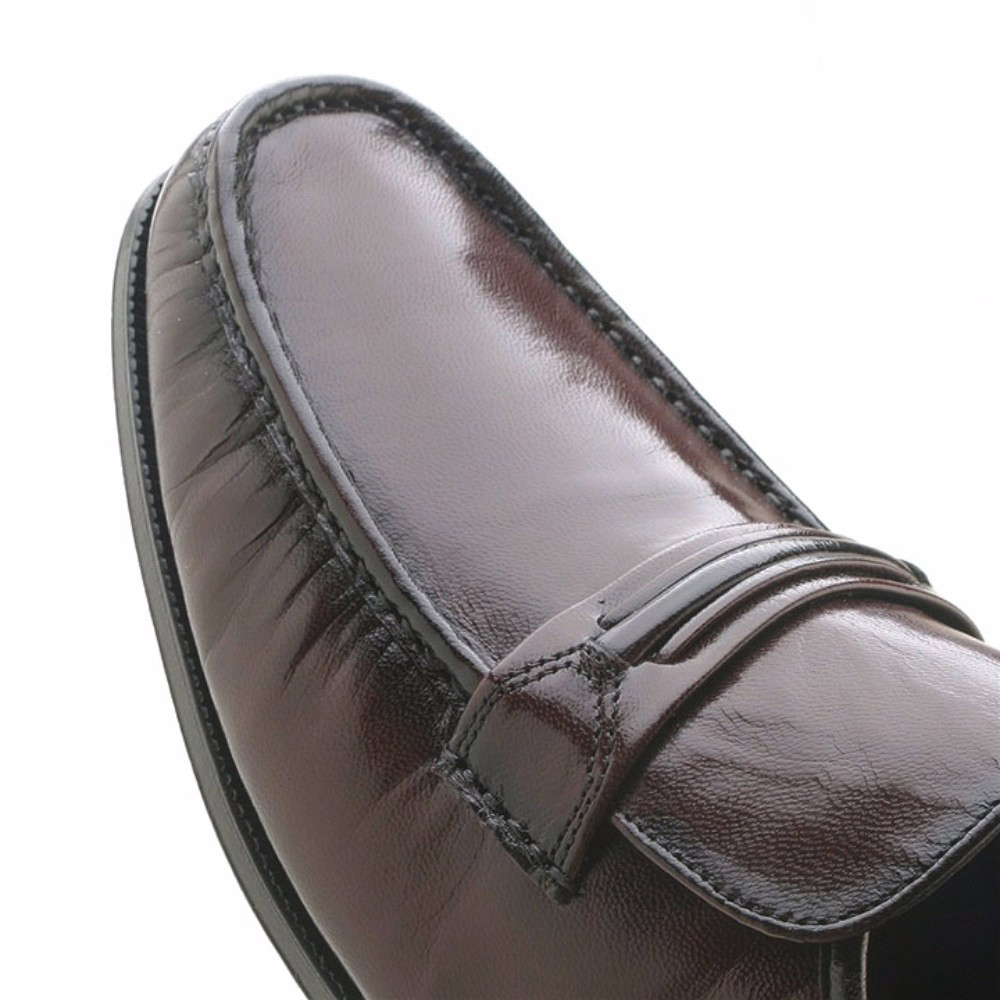 Florsheim Como Black Cherry Cavello Leather Slip-On Loafers Florsheim Como Moc Toe Strap Loafer Black 17116-01 main image 3