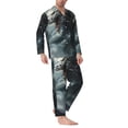 thumbnail image 2 of Naloa Cloud White Dragon Men’s Pajamas Set - Long Sleeve Button Down Sleep Shirt and Pajama Bottoms Sleepwear Set-Large, 2 of 7