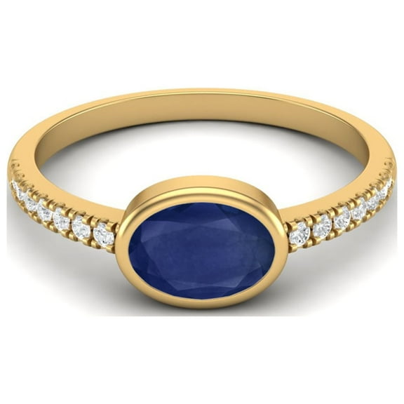 7X5mm Oval Blue Sapphire 925 Sterling Silver Gold Vermeil September Birthstone Solitaire Valentines Day Gifts Ring