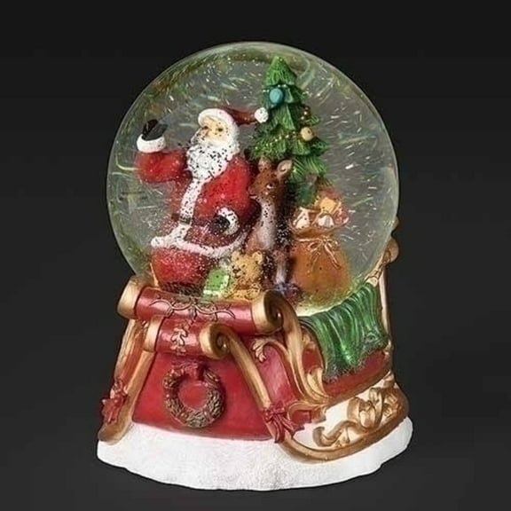 Roman 6.5" LED Lighted Santa Dome Christmas Musical Snow Globe
