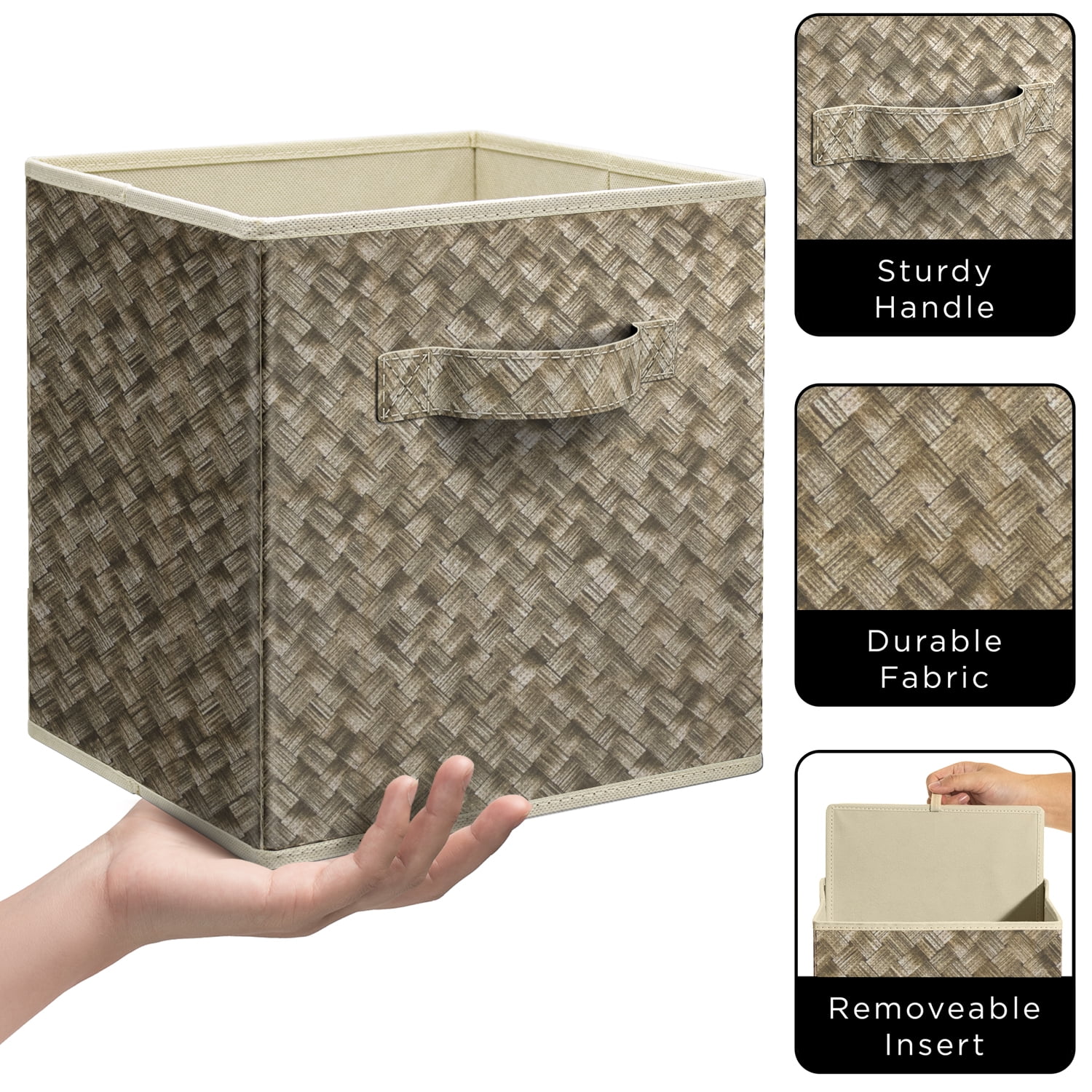 Sorbus 11-Inch Woven Fabric Storage Cubes with Handles, 4-Pack