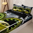 thumbnail image 3 of Castle Fairy Bold Yellow Racer Zipper Full Size Comforter Sets with Fitted Sheet and 2 Pillowcases,Checkered Emblem Zipper Bedding Set,Amber Black Shade,4pcs,Black Reversible, 3 of 6