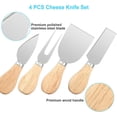 thumbnail image 3 of Bexikou 4 Pcs Cheese Knife Set with Wooden Handle, Stainless Steel Cheese Slicer & Cutter, Charcuterie Board Utensils Accessories for Butter, Cheese & Serving, 3 of 6