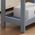thumbnail image 2 of Kings Brand Furniture - Slim Wood Side End Table with Storage Shelves & Pull-Out Tray, Nightstand for Bedroom, Living Room, Gray, 2 of 5
